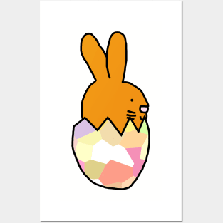 Gold Bunny Hatching from Easter Egg Posters and Art